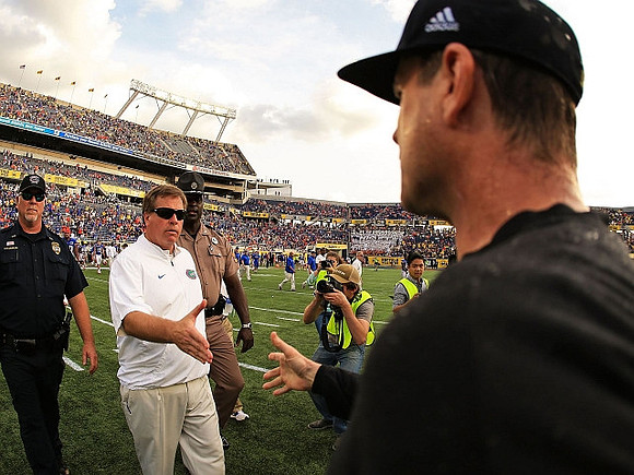 Florida Head Coach Jim McElwain and Jim Harbaugh