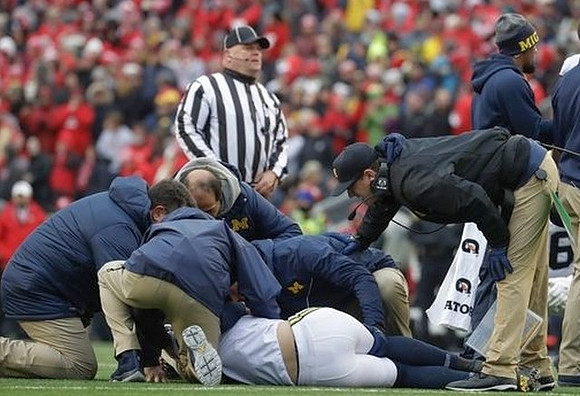 Brandon Peters (18) and Jim Harbaugh