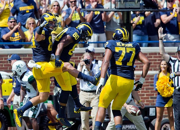 John O'Korn (8), Khalid Hill (80), and Grant Newsome (77)