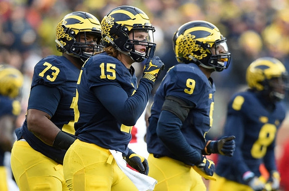 Maurice Hurst (73), Chase Winovich (15), Mike McCray (9), and Channing Stribling (8)