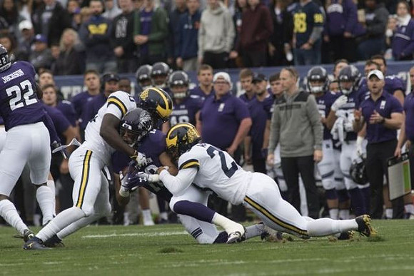 Brad Hawkins (20) and Brandon Watson (28)