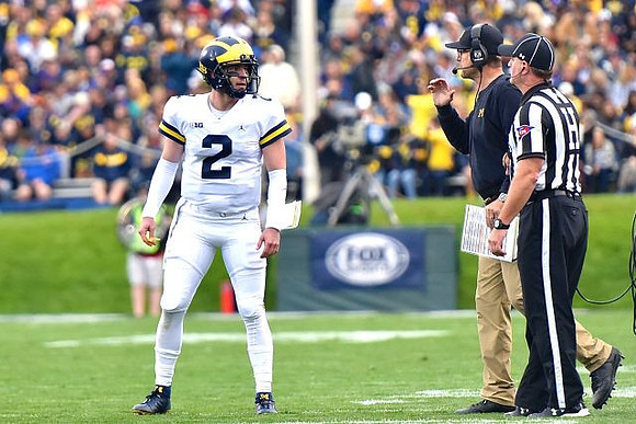 Shea Patterson (2) and Jim Harbaugh