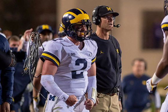 Shea Patterson (2) and Jim Harbaugh