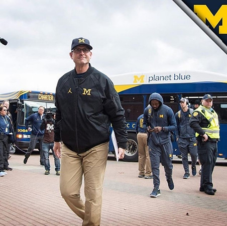 Jim Harbaugh and Kareem Walker (6)