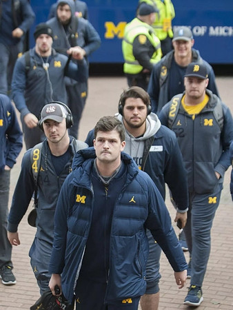 Wilton Speight (3), Sean McKeon (84), Jon Runyan Jr. (75), Mason Cole (52), and Brad Robbins (3)