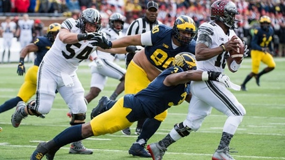 Khaleke Hudson (7), Rashan Gary (3), Bryan Mone (90), and Josh Metellus (14)