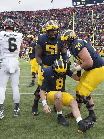 Patrick Kugler (57), Cesar Ruiz (51), John O'Korn (8), and Ben Bredeson (74)