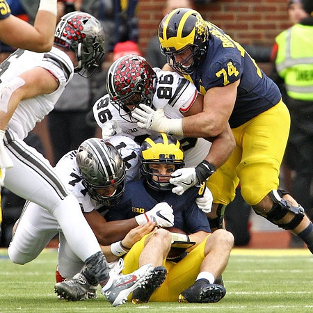 John O'Korn (8) and Ben Bredeson (74)