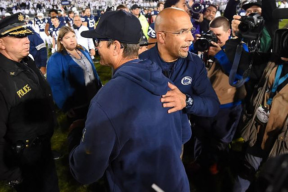 Jim Harbaugh and Penn State Head Coach James Franklin