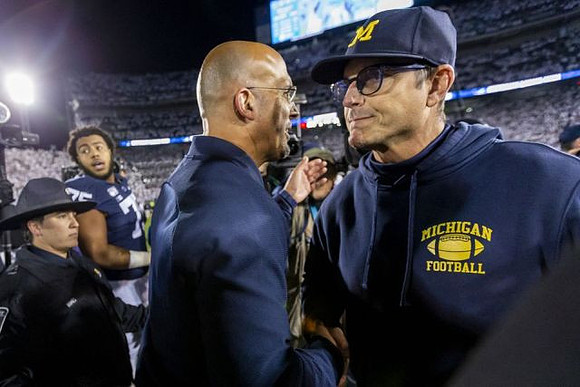 Penn State Head Coach James Franklin and Jim Harbaugh