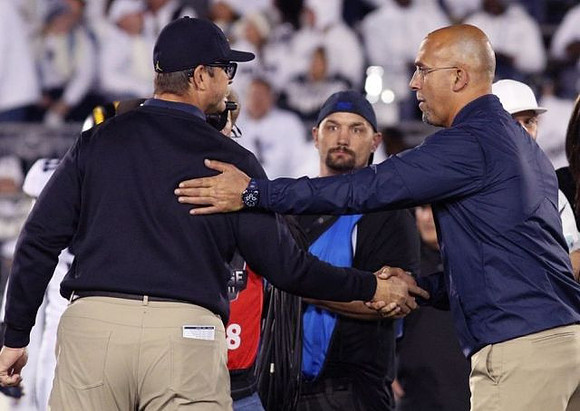 Jim Harbaugh and Penn State Head Coach James Franklin