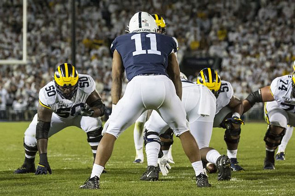 Michael Onwenu (50), Shea Patterson (2), Cesar Ruiz (51), and Ben Bredeson (74)
