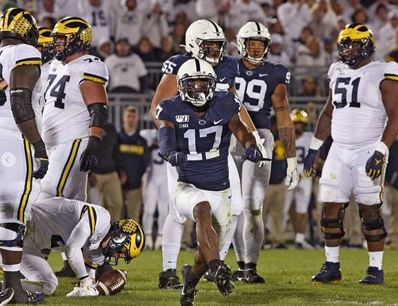 Ben Bredeson (74), Shea Patterson (2), and Cesar Ruiz (51)