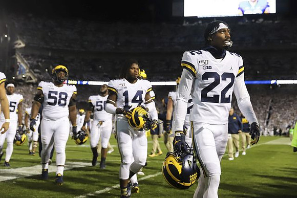 Mazi Smith (58), Michael Dwumfour (50), Josh Metellus (14), and Gemon Green (22)