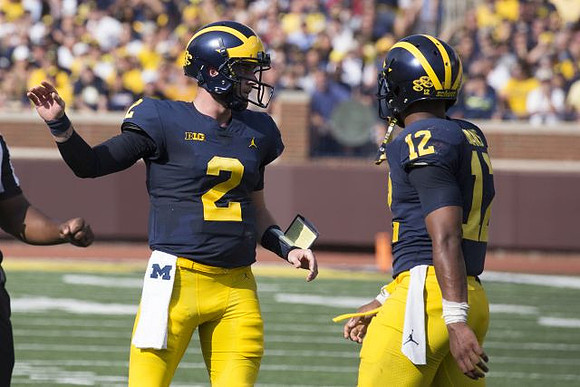 Shea Patterson (2) and Chris Evans (12)