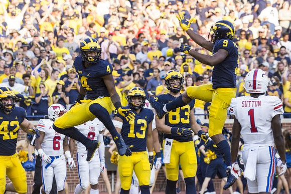 Ben Mason (42), Nico Collins (4), Tru Wilson (13), Zach Gentry (83), and Donovan Peoples-Jones (9)