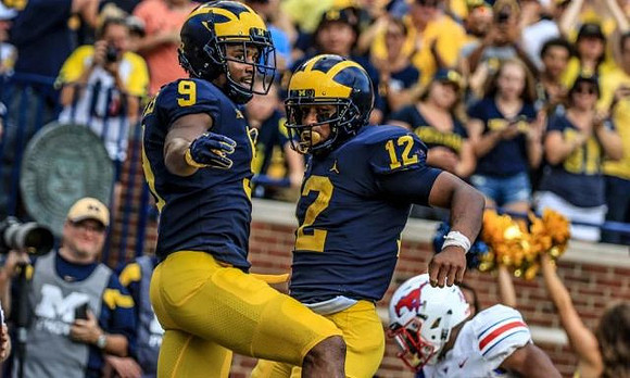 Donovan Peoples-Jones (9) and Chris Evans (12)