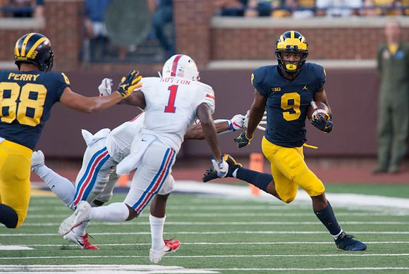 Grant Perry (88) and Donovan Peoples-Jones (9)