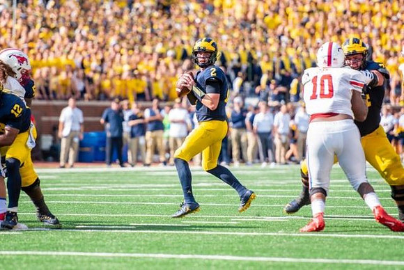 Chris Evans (12), Shea Patterson (2), and Ben Bredeson (74)