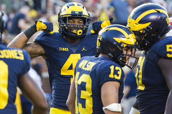 Donovan Peoples-Jones (9), Nico Collins (4), Tru Wilson (13), and Cesar Ruiz (51)