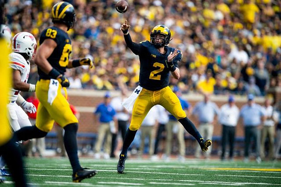 Zach Gentry (83) and Shea Patterson (2)
