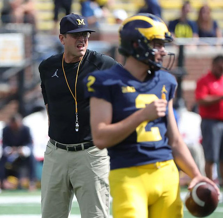 Jim Harbaugh and Shea Patterson (2)