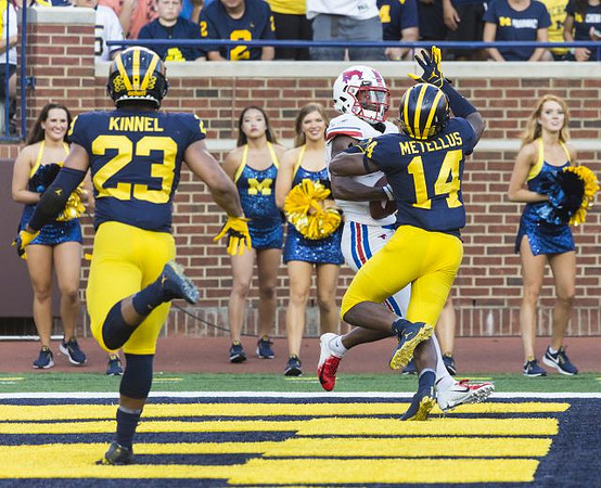 Tyree Kinnel (23) and Josh Metellus (14)