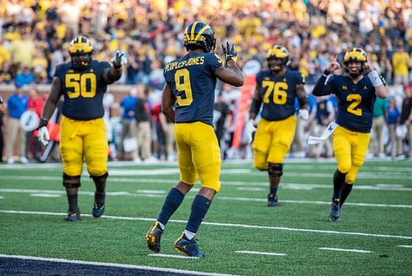 Michael Onwenu (50), Donovan Peoples-Jones (9), Juwann Bushell-Beatty (76), and Shea Patterson (2)