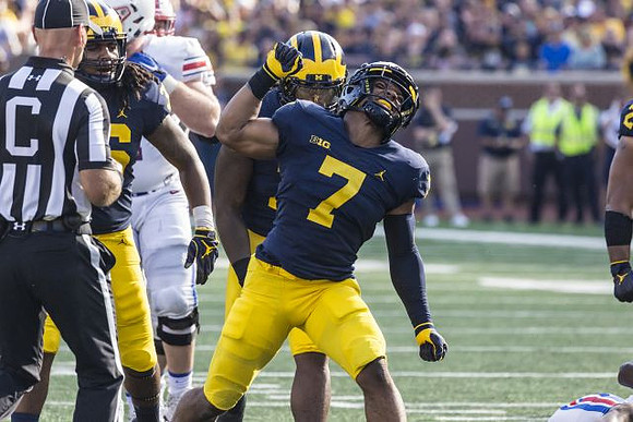 Devin Gil (36), Rashan Gary (3), and Khaleke Hudson (7)