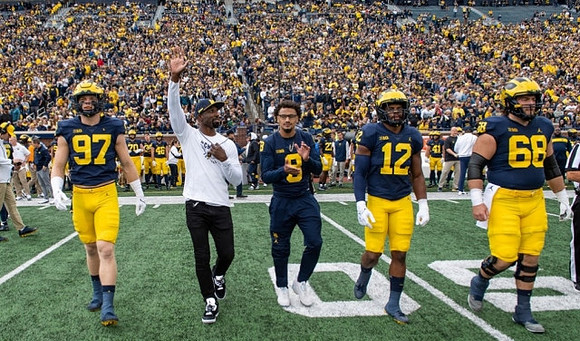 Aidan Hutchinson (97), Ronnie Bell (8), Josh Ross (12), and Andrew Vastardis (68)