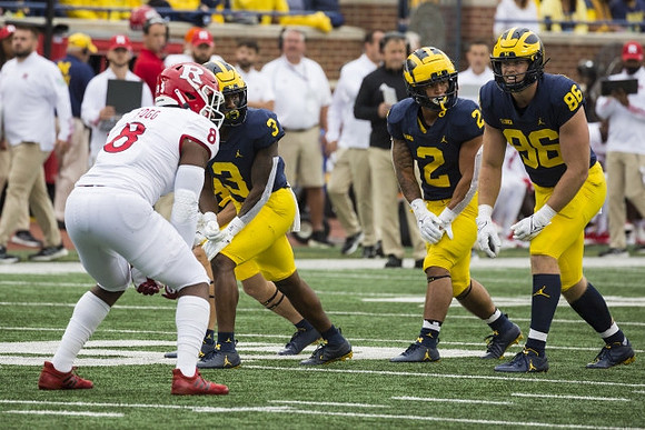 A.J. Henning (3), Blake Corum (2), and Luke Schoonmaker (86)