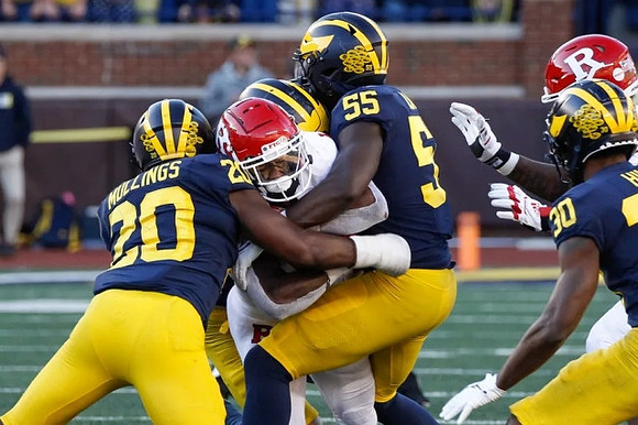 Kalel Mullings (20), David Ojabo (55), and Daxton Hill (30)