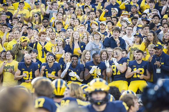 Brad Robbins (91), Roman Wilson (14), A.J. Henning (3), Nikhai Hill-Green (41), Aidan Hutchinson (97), and Jake Moody (13)