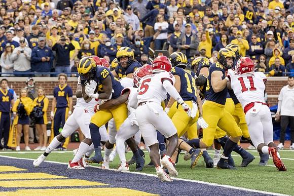 Hassan Haskins (25), Andrew Vastardis (68), Roman Wilson (14), Ryan Hayes (76), and Luke Schoonmaker (86)