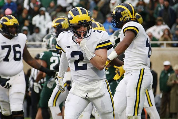 Juwann Bushell-Beatty (76), Shea Patterson (2), and Nico Collins (4)