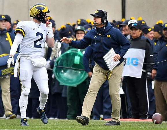 Shea Patterson (2) and Jim Harbaugh