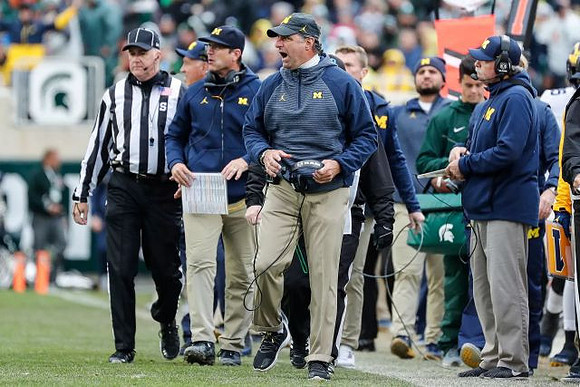 Greg Mattison, Jim Harbaugh, Michael Zordich, and Don Brown