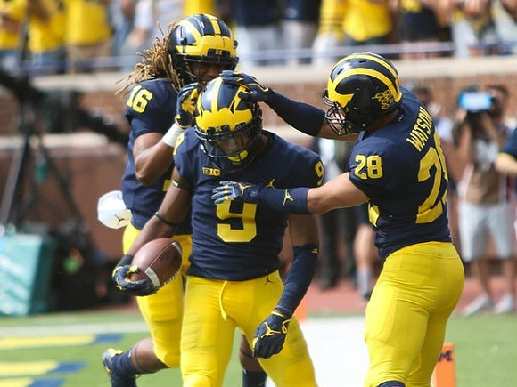 Jaylen Kelly-Powell (16), Donovan Peoples-Jones (9), and Brandon Watson (28)
