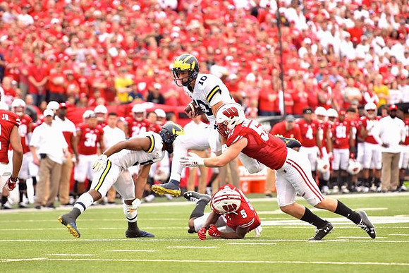 Dylan McCaffrey (10) and Donovan Peoples-Jones (9)