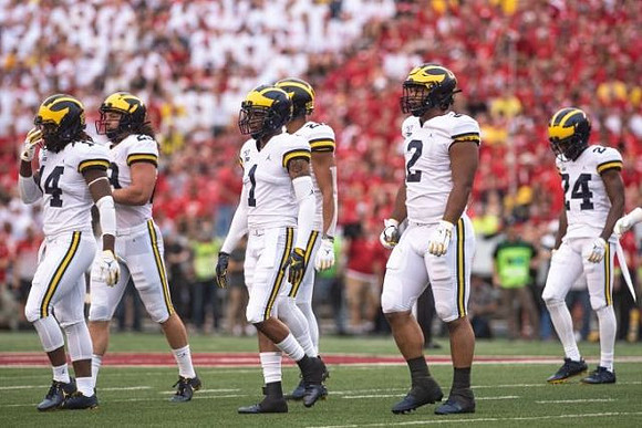 Josh Metellus (14), Jordan Glasgow (29), Ambry Thomas (1), J'Marick Woods (26), Carlo Kemp (2), and Lavert Hill (24)