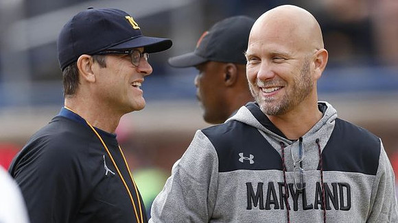 Jim Harbaugh and Maryland Interim Head Coach Matt Canada