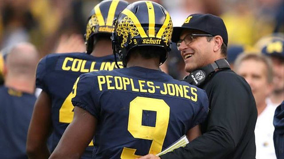 Nico Collins (4), Donovan Peoples-Jones (9), and Jim Harbaugh