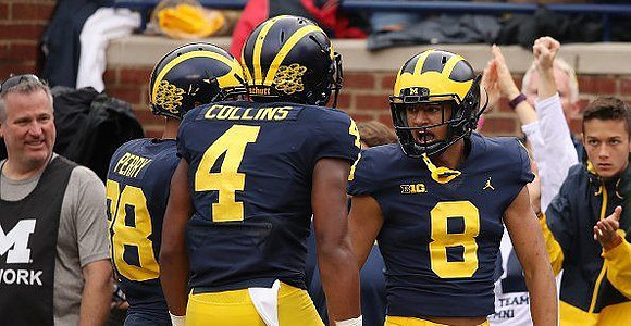 Grant Perry (88), Nico Collins (4), and Ronnie Bell (8)