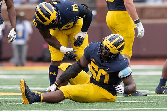 Devin Bush (10) and Michael Dwumfour (50)
