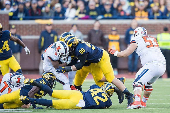 Delano Hill (44), Dymonte Thomas (25), Ben Gedeon (42), and Ryan Glasgow (96)