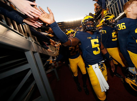 Lavert Hill (24), Jabrill Peppers (5), Salim Makki (53), and Devin Gil (36)
