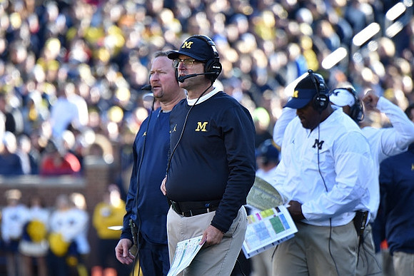 Tim Drevno, Jim Harbaugh, and Tyrone Wheatley Sr.