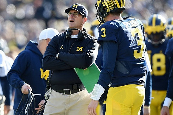 Jim Harbaugh and Wilton Speight (3)