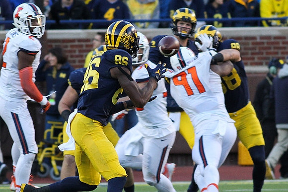 Jehu Chesson (86), Wilton Speight (3), and Jake Butt (88)