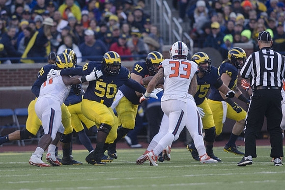 Michael Onwenu (50), Patrick Kugler (57), Jon Runyan Jr. (75), and Henry Poggi (19)